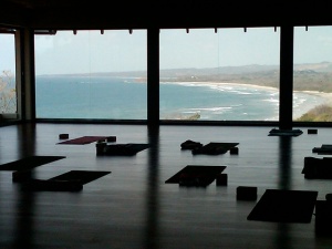 Yoga studio overlooking beach